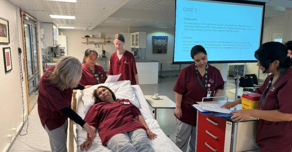Simulering innebærer systematisk pasientundersøkelse og samarbeid mellom yrkesgrupper. Deltakerne spiller ulike roller i caset.